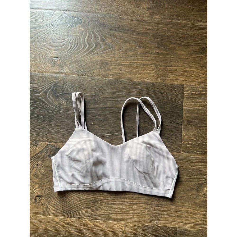 Lululemon Ebb to Street Bra Light Lavender Ribbed Strappy Sports Bra Size 6